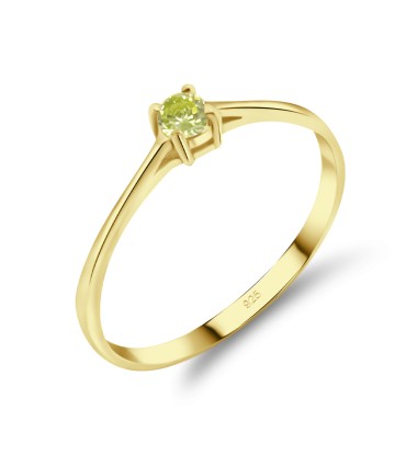 Gold Plate 3mm Peridot CZ Ring CSR-150-3-GP